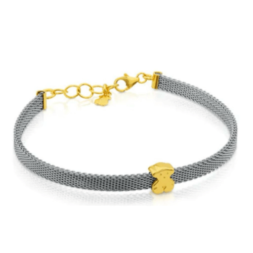 BRACCIALE/TOUS IN ACCIAO E ORO MOTIVO ORSETTO DA 0,6CM ICON MESH