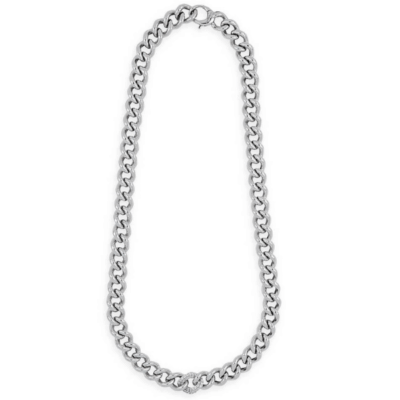 COLLANA ARTLINEA CATENA IN ARGENTO 925% RODIATO E ZIRCONI