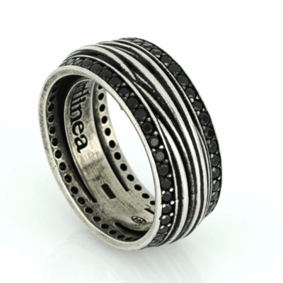 ARTILINEA ANELLO UOMO ARGENTO 925%, PALLADIO E ORO NERO