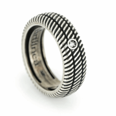 ARTLINEA ANELLO UOMO ARGENTO 925% BRUNITO, PALLADIO E ORO NERO E DIAMANTE