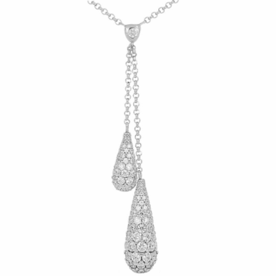 COLLANA ARTLINEA IN ARGENTO 925% CON GOCCE E ZIRCONI BIANCHI