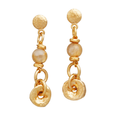 GIOVANNI RASPINI/ ORECCHINI DORATI QUARZO RUTILATO